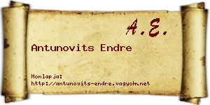 Antunovits Endre névjegykártya