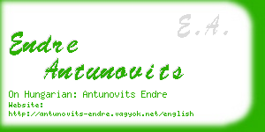 endre antunovits business card